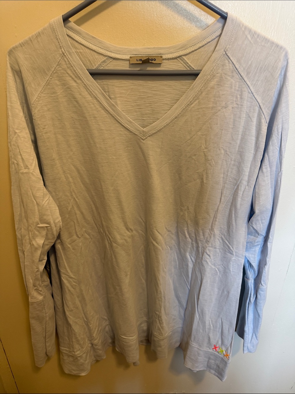 Lisa Todd Pale Blue V-Neck Long Sleeve Tee